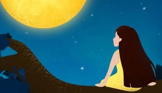 抬頭望月